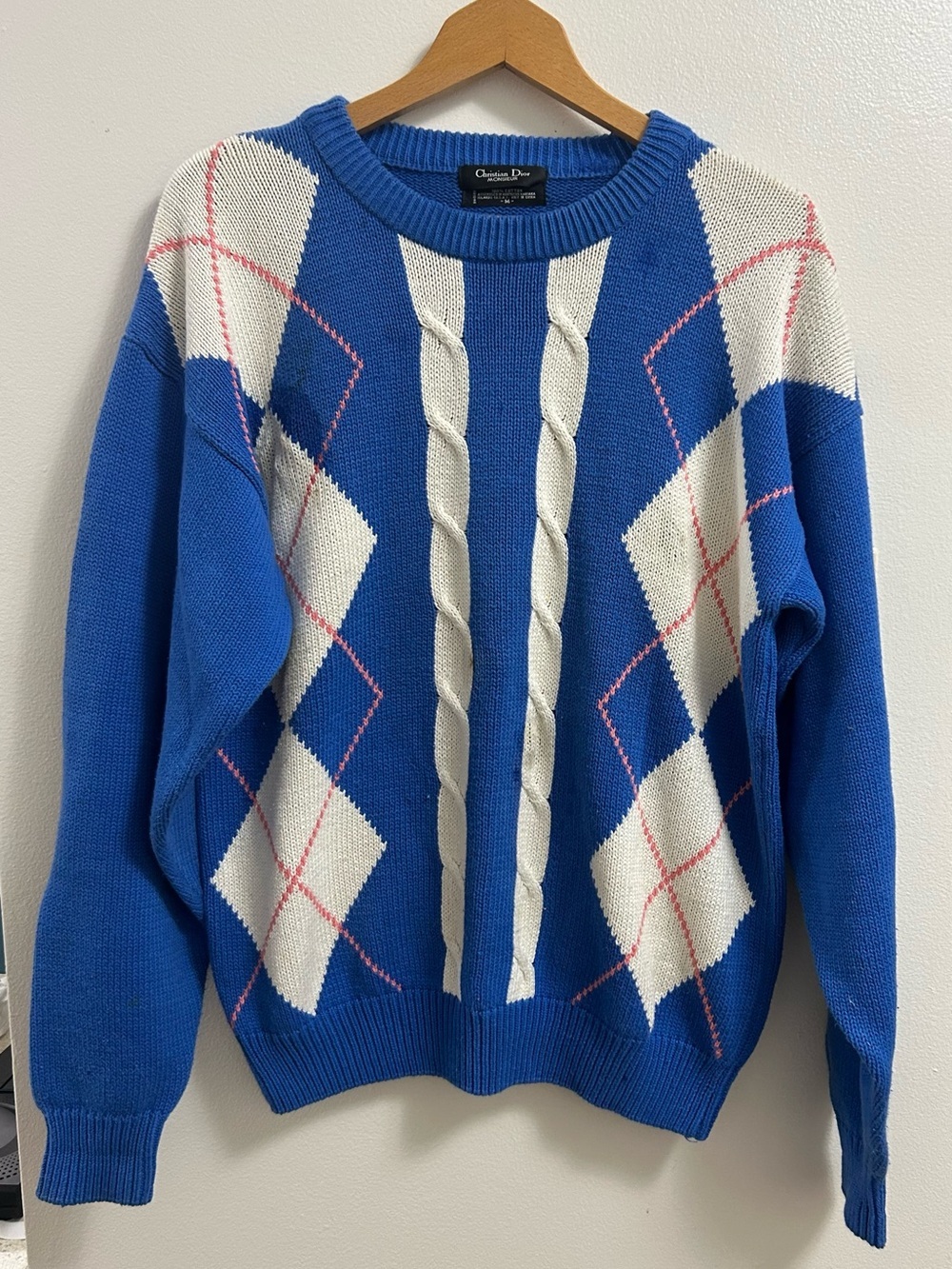 Vintage Dior Blue with White & Pink Accents (Size- M)